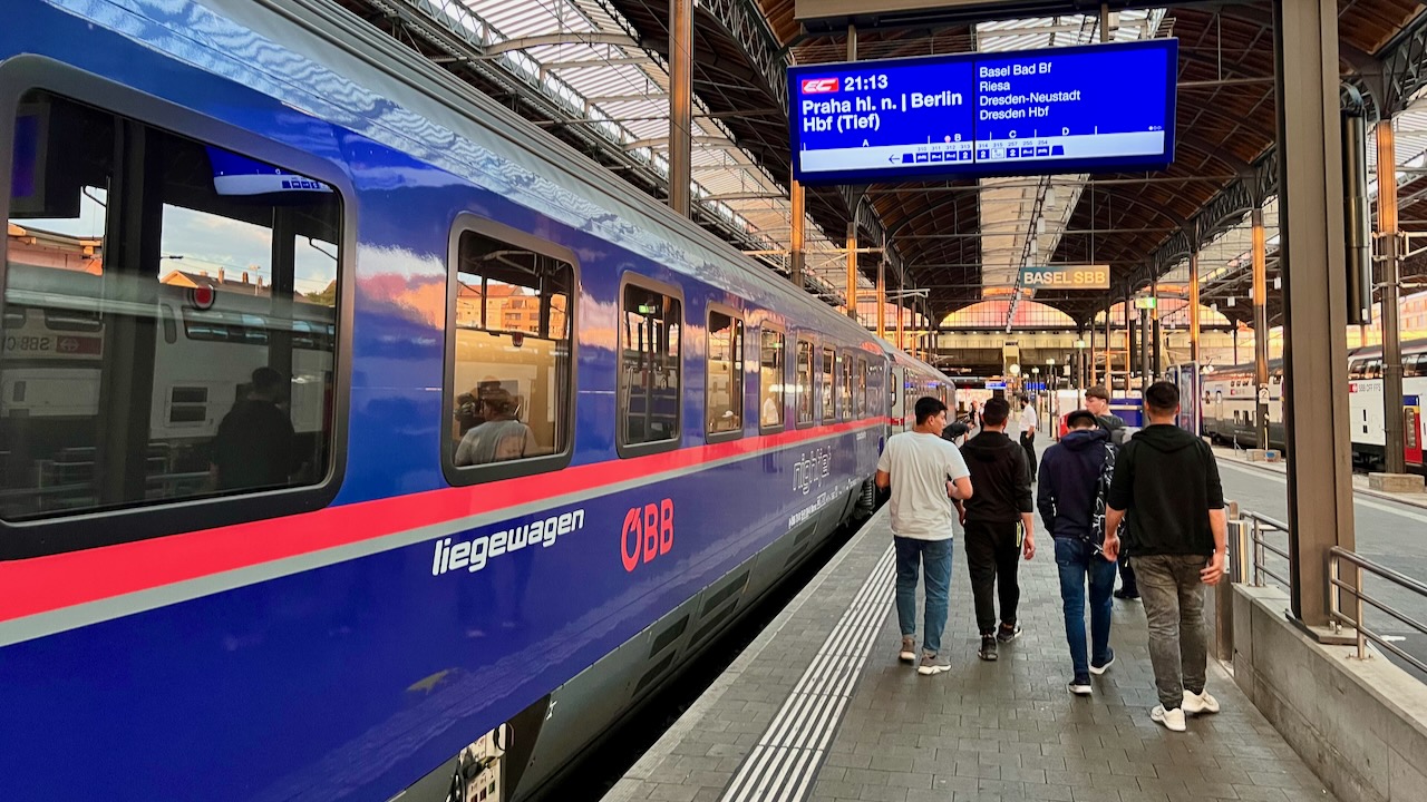 Nightjet train at Basel SBB station